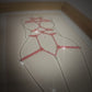 Hand-Braided Shibari Rope Art Decor — Solid Wood Frame, 3D Rope Illustration