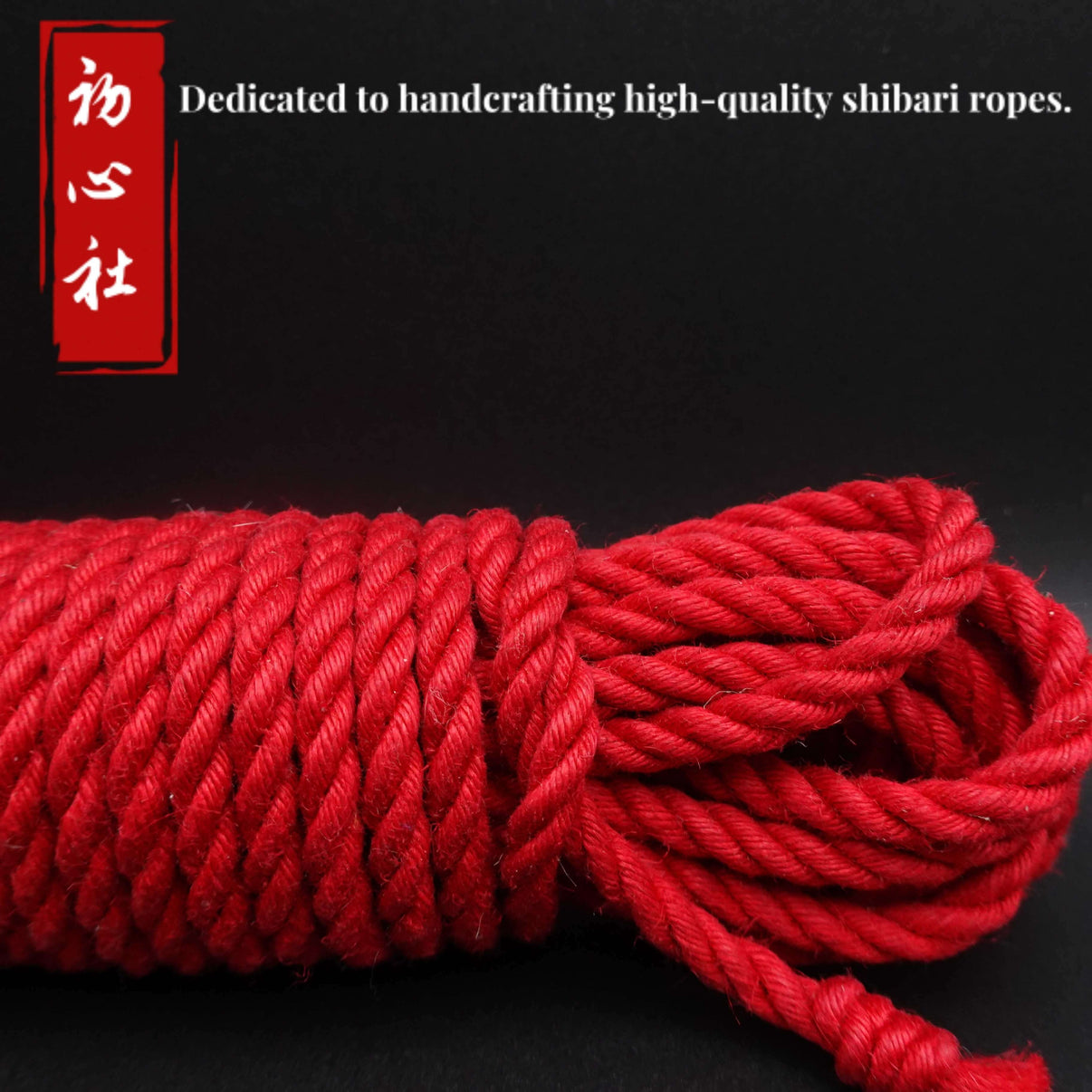 Red jute shibari rope showcasing high-quality craftsmanship and eco-friendly dyes.
